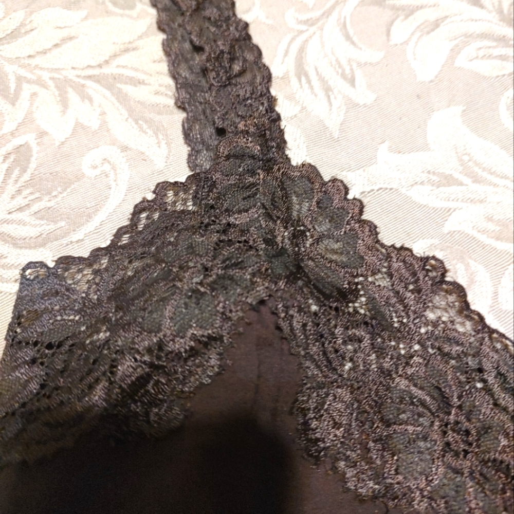 🔸🤎🔸Feminine Vintage Chocolate Brown Floral Lace Camisole Tank Top Blouse - M - Picture 11 of 16